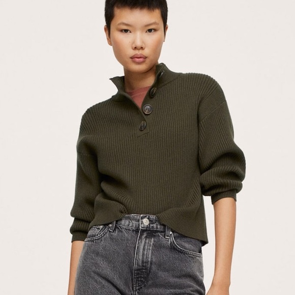 MANGO Ribbed Knit Sweater in Khaki - Picture 3 of 6